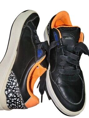 PUMA Kids Black & Orange Low-Top Sneakers